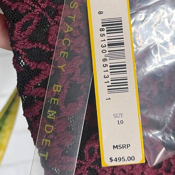 Alice+Olivia EMBROIDERED sz 8 BACKLESS Long Sleeve Bodycon Dress Black Purple - Picture 6 of 10